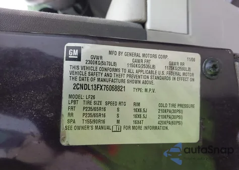 2007 Chevrolet Equinox Ls z USA, uszkodzony, nr VIN 2CNDL13FX76068821